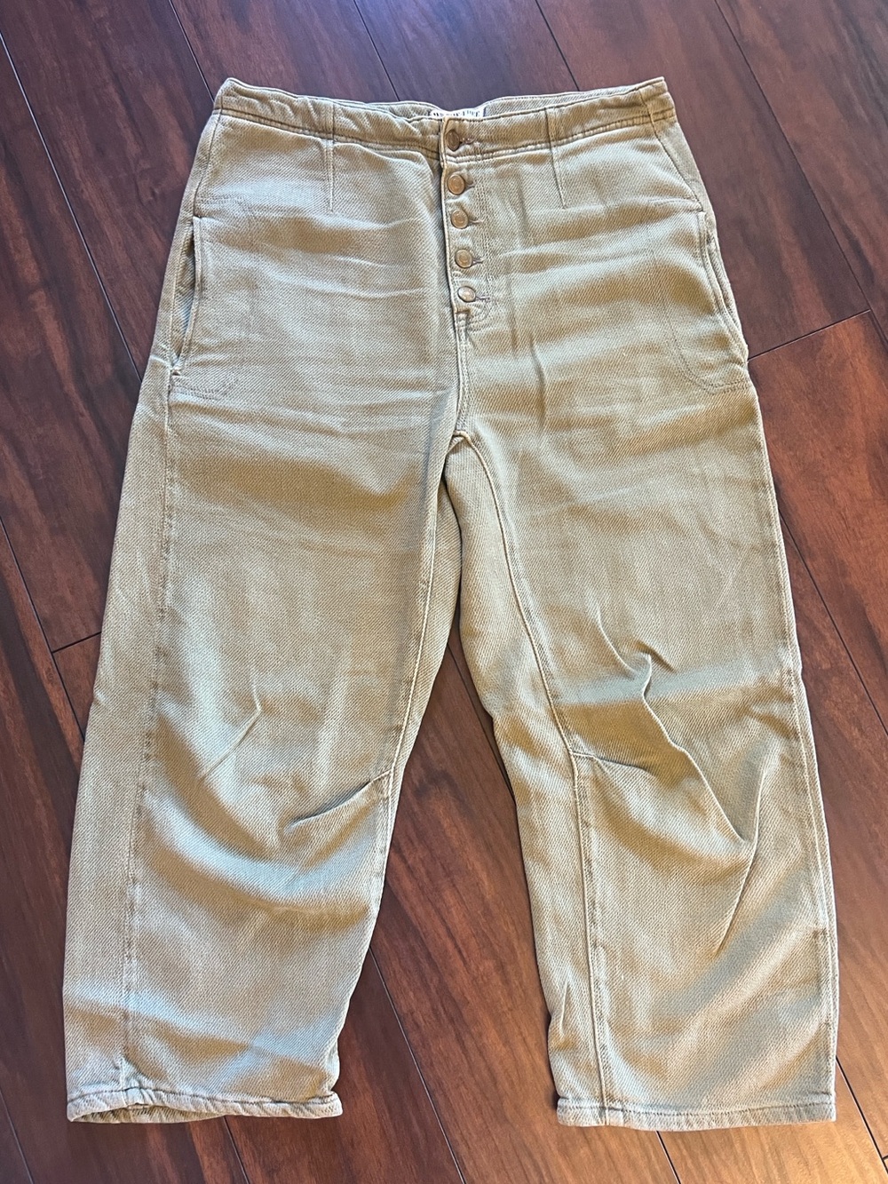 Free People Osaka midrise barrel pants in olive green, size 29, excellent cond